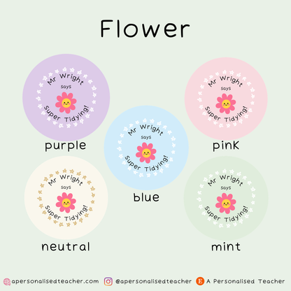 Personalised Super Tidying Teacher Stickers