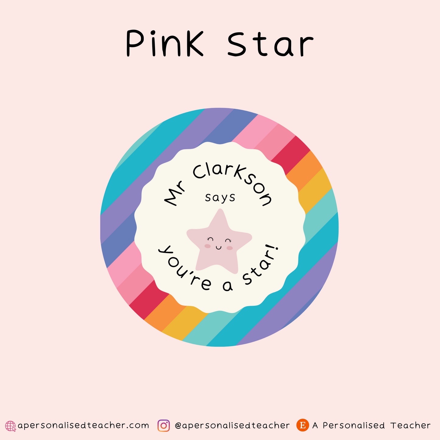 You're a Star Personalised Teacher Reward Stickers