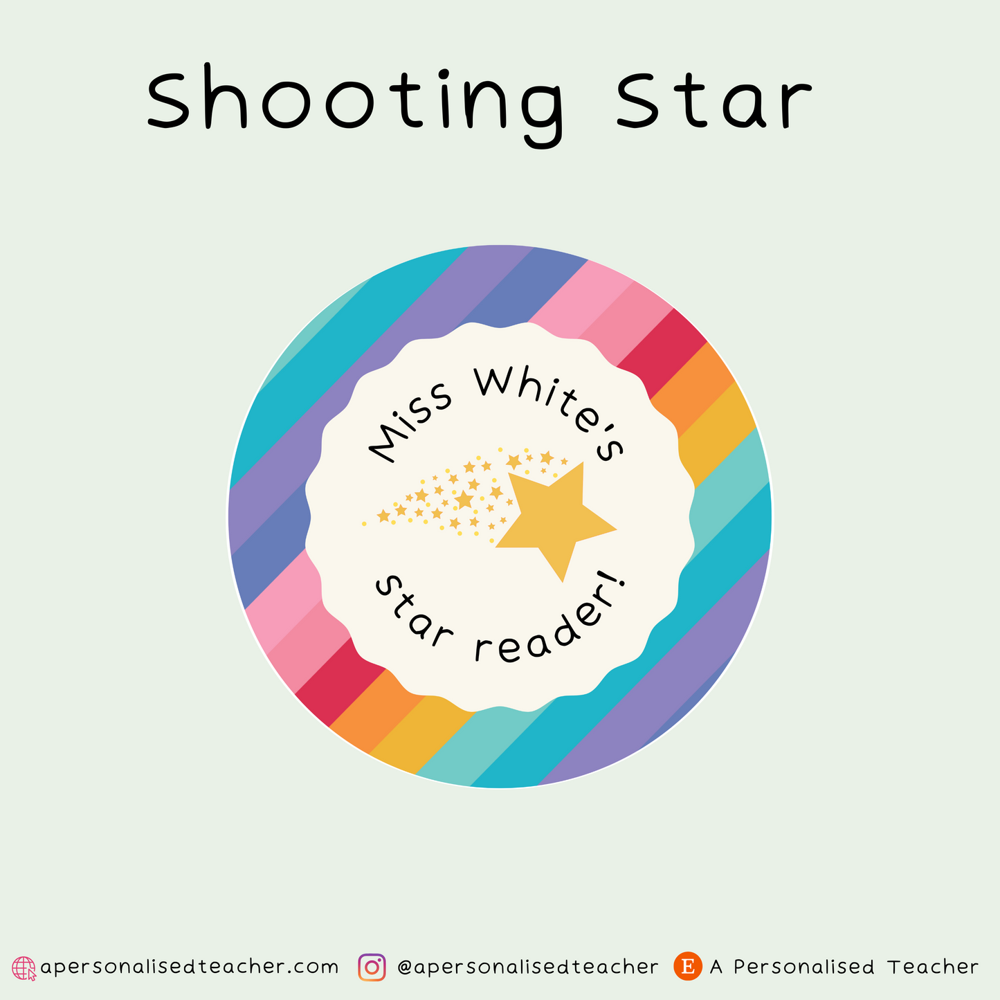 Personalised Rainbow Star Reader Teacher Stickers