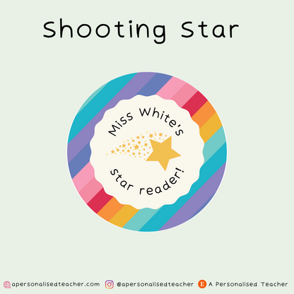Personalised Rainbow Star Reader Teacher Stickers