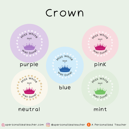 Personalised Unicorn-Princess Teacher Stickers