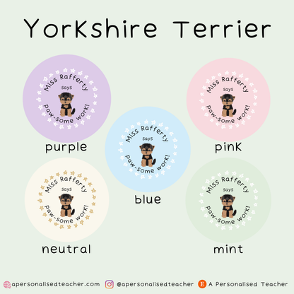 Personalised Paw-Some Work Teacher Stickers
