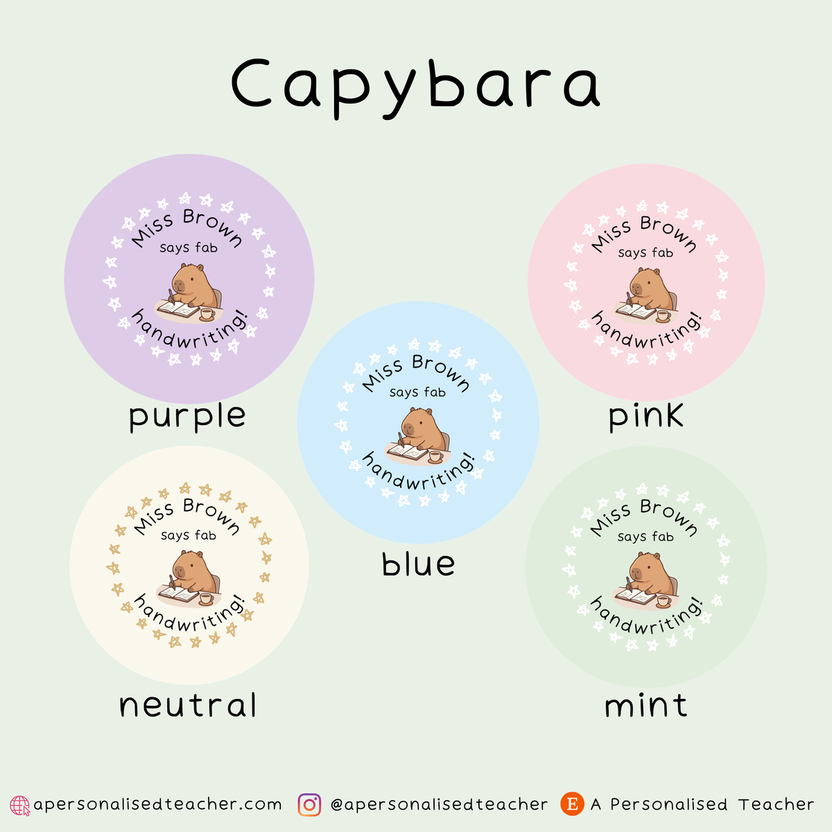 Personalised Fab Handwriting Teacher Stickers
