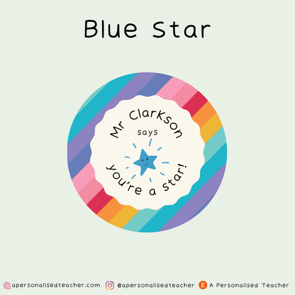 Personalised Rainbow You're a Star Teacher Stickers