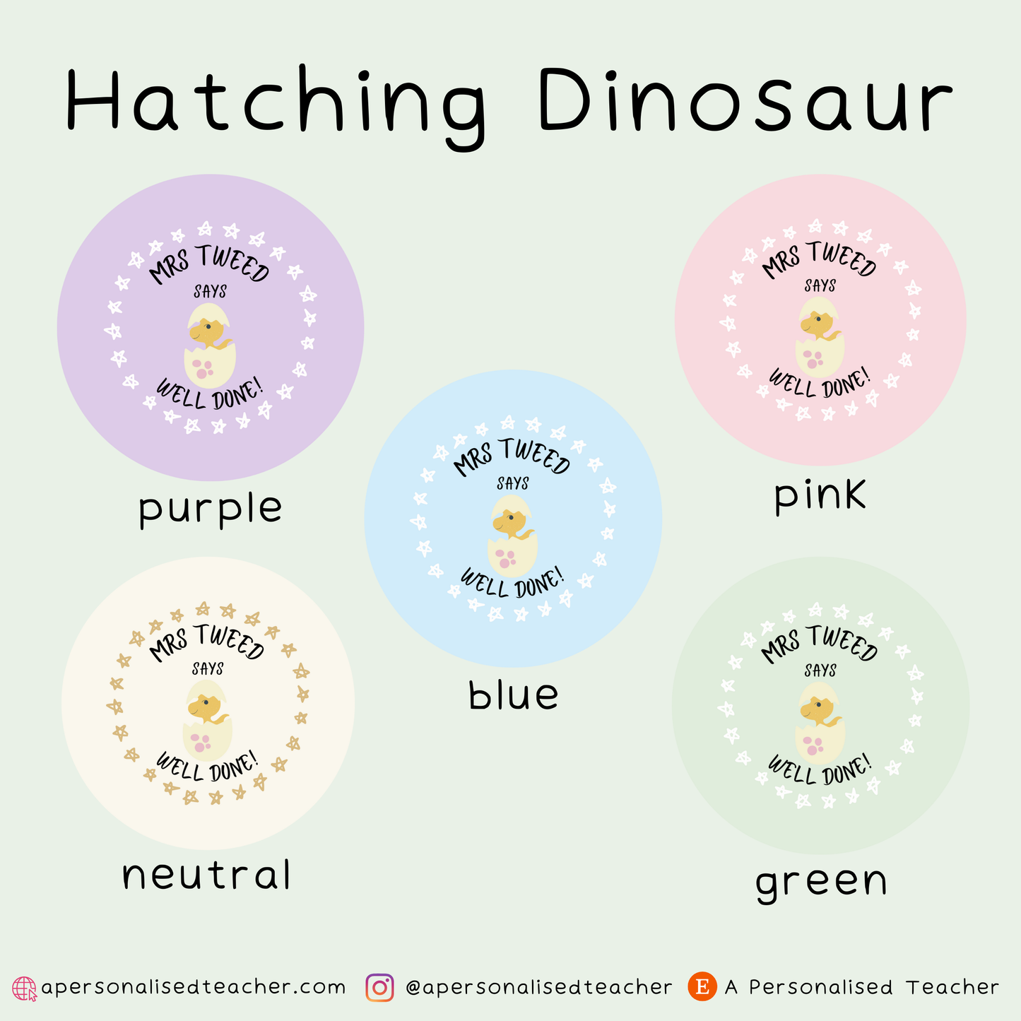 Personalised Dinosaur Teacher Stickers