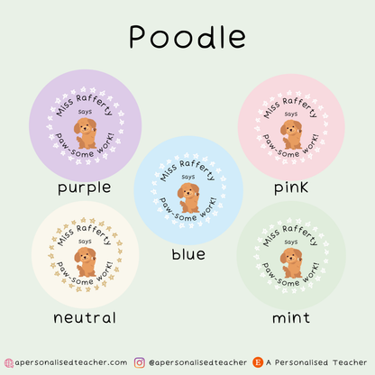 Personalised Paw-Some Work Teacher Stickers