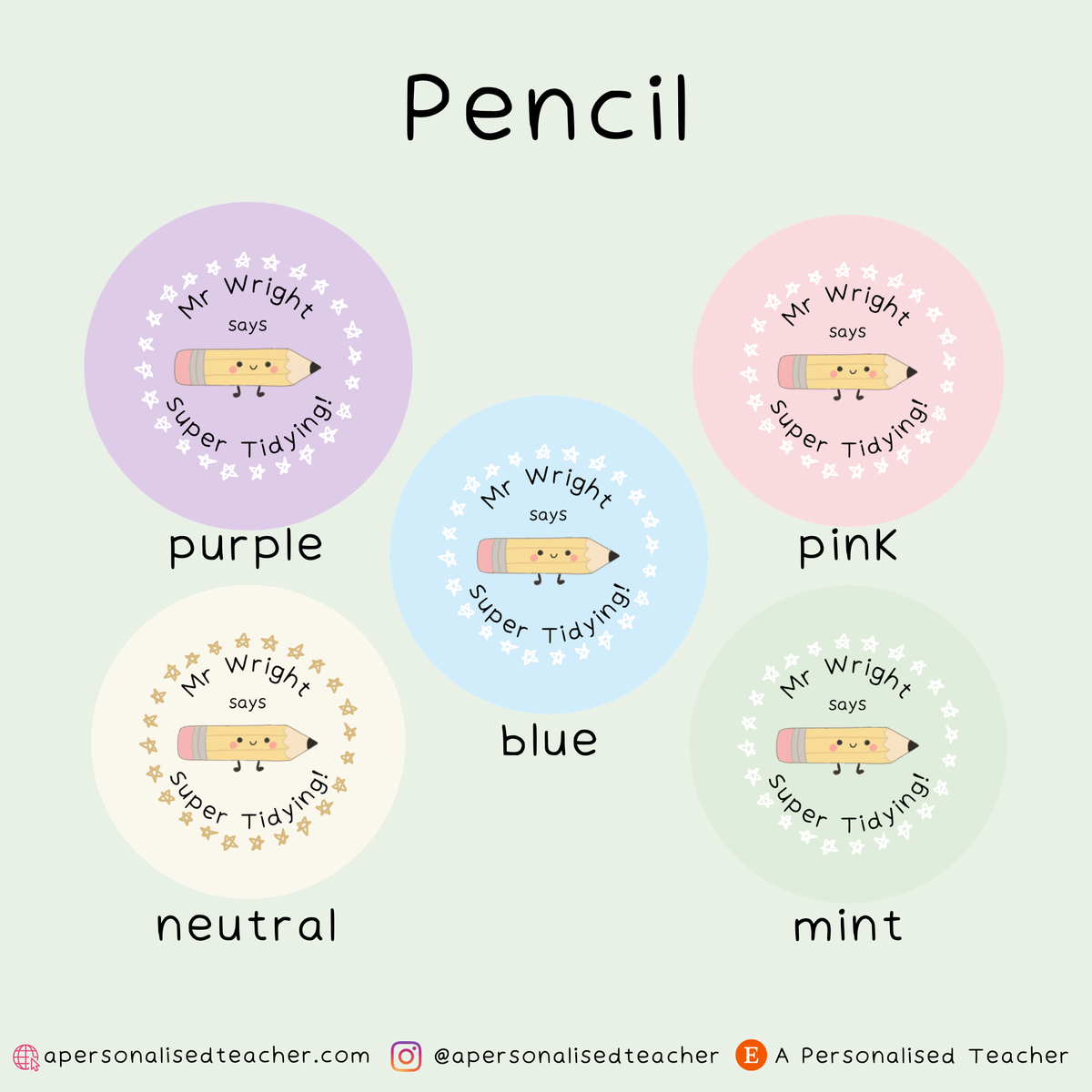 Personalised Super Tidying Teacher Stickers
