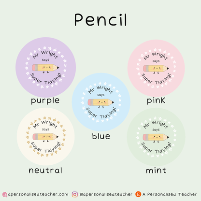 Personalised Super Tidying Teacher Stickers