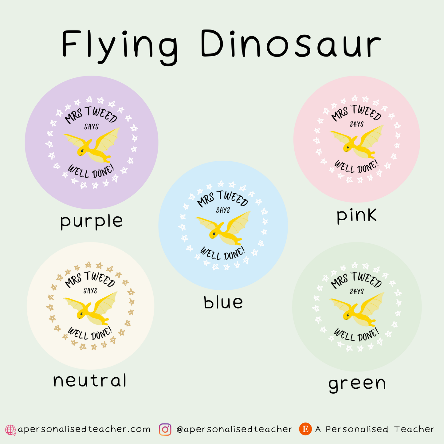 Personalised Dinosaur Teacher Stickers