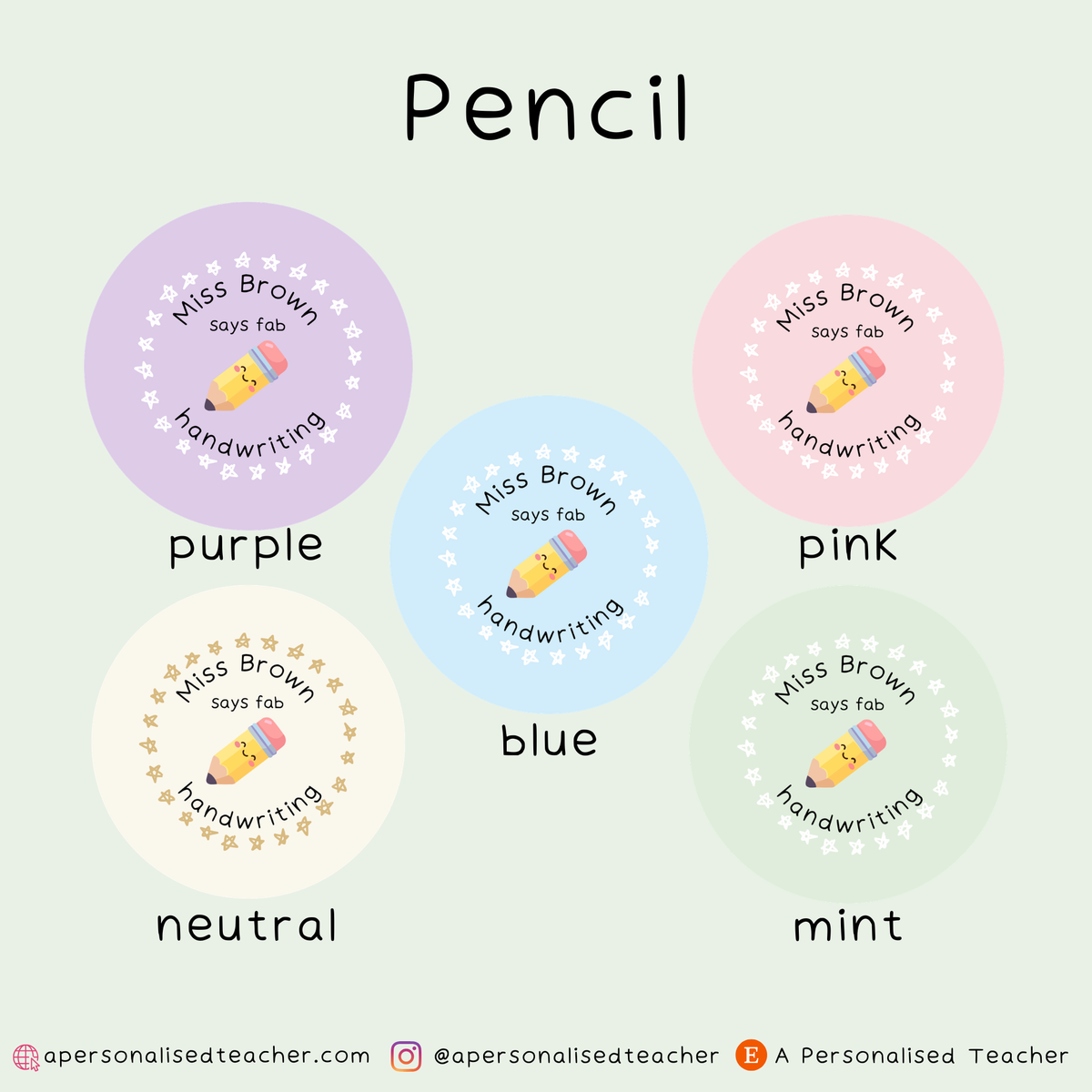 Personalised Fab Handwriting Teacher Stickers