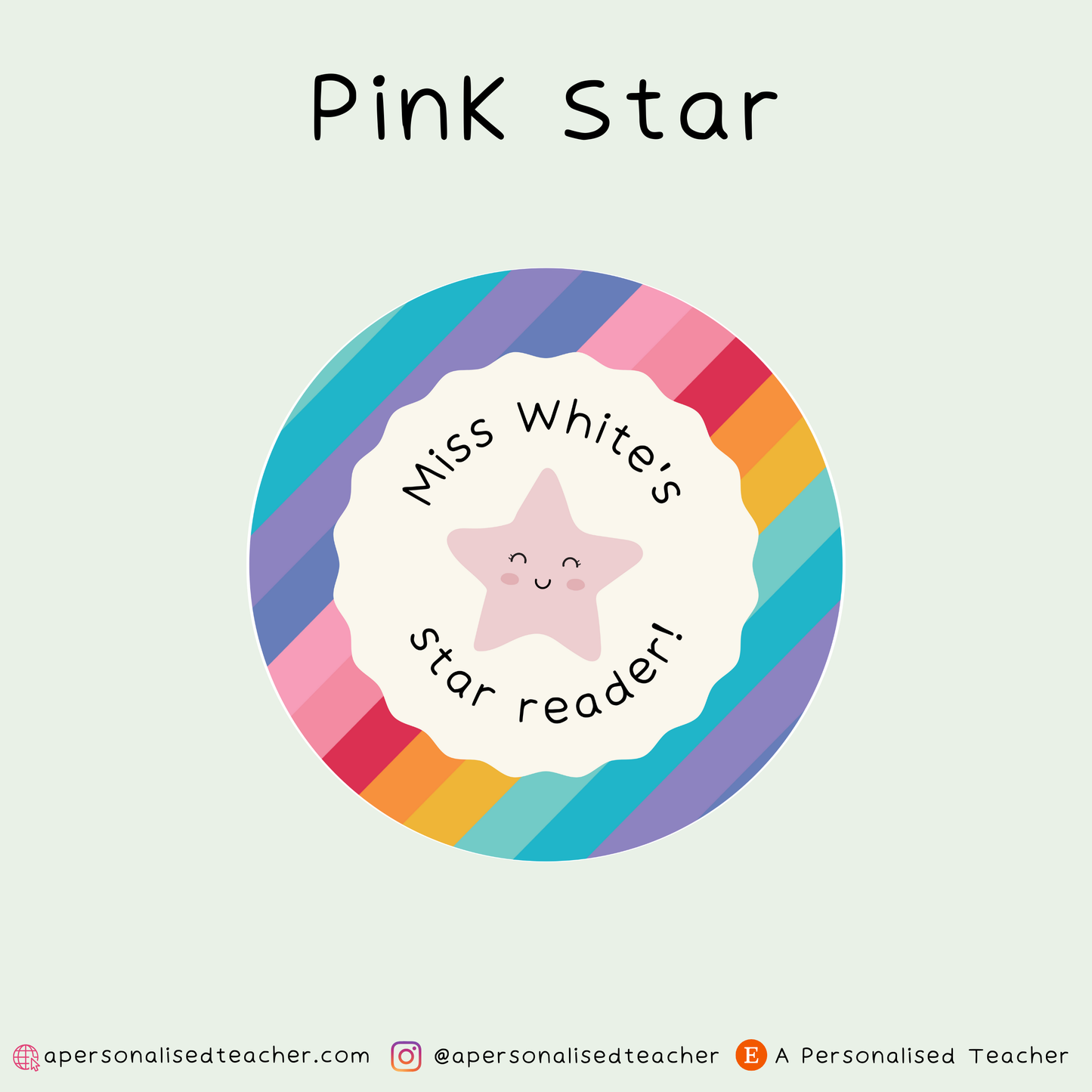 Personalised Rainbow Star Reader Teacher Stickers