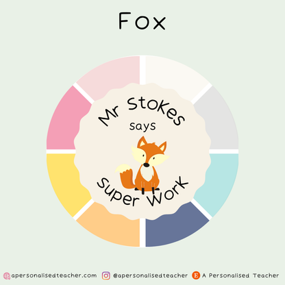 Personalised Rainbow Animal Teacher Stickers