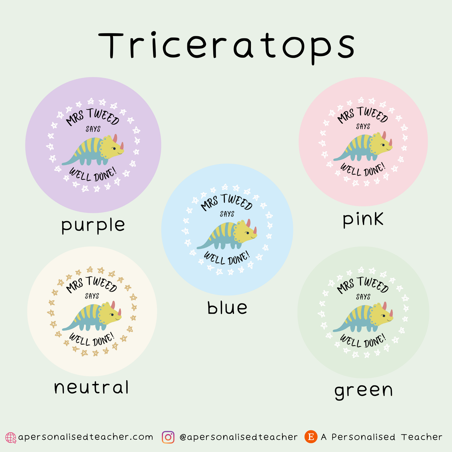Personalised Dinosaur Teacher Stickers