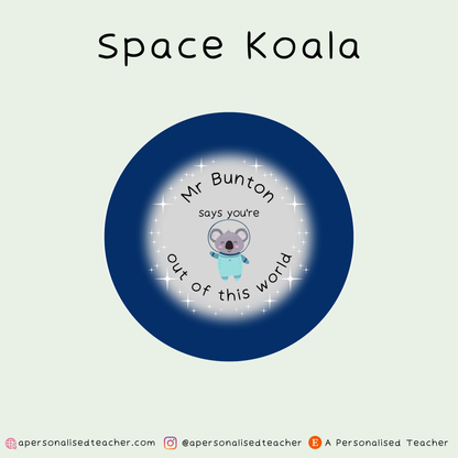 Personalised Out of this World Space Themed Teacher Stickers