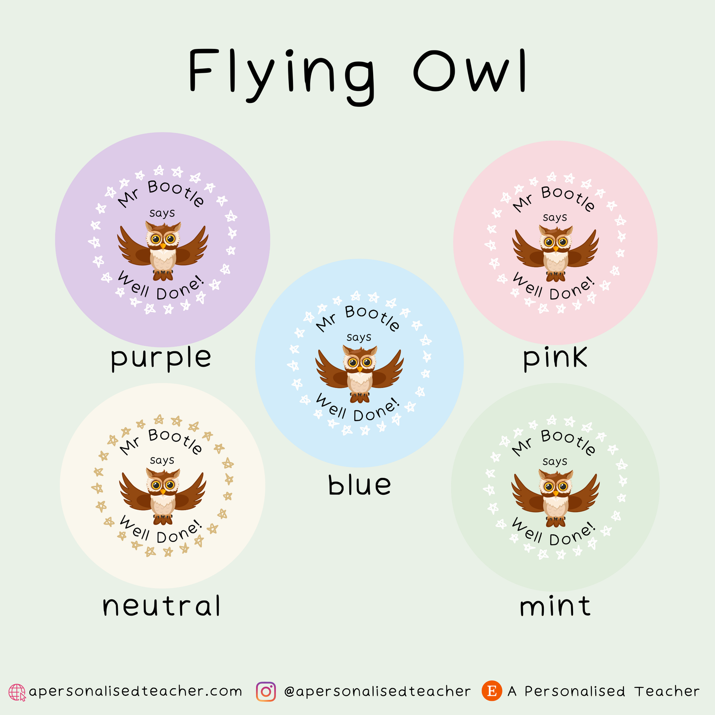 Personalised Owl Teacher Stickers