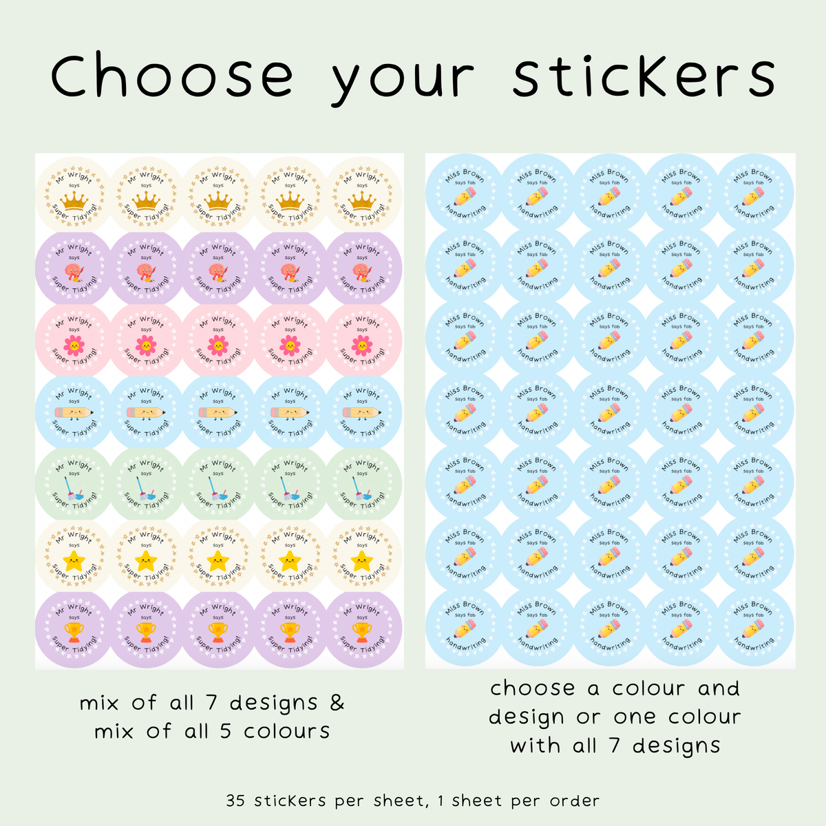 Personalised Fab Handwriting Teacher Stickers