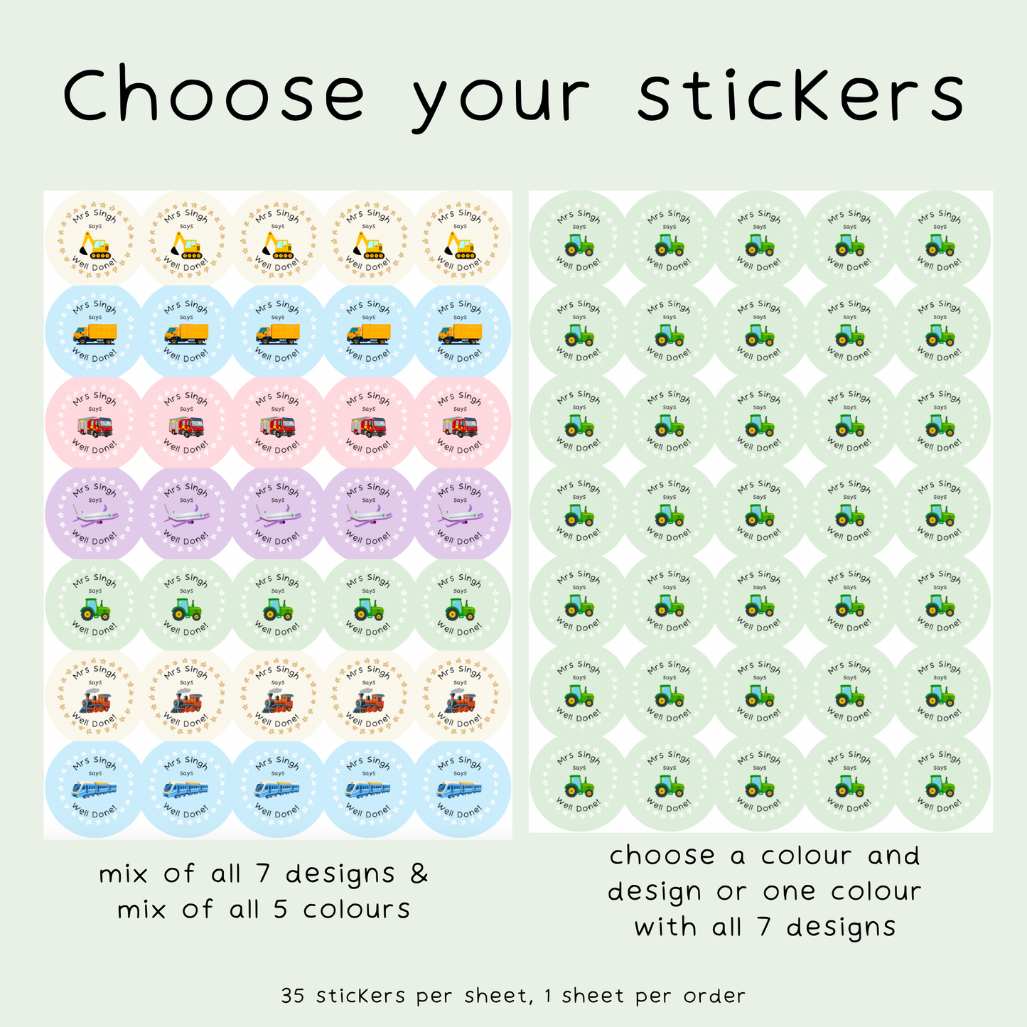 Personalised Vehicle Teacher Stickers