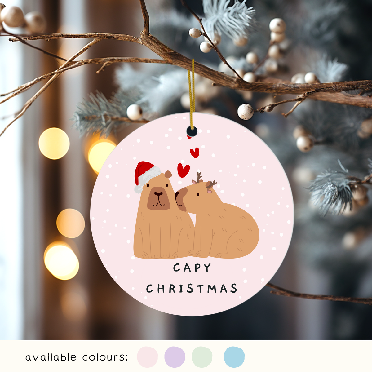 Capy Christmas capybara Christmas decoration, cute animal-themed aluminium Christmas tree bauble
