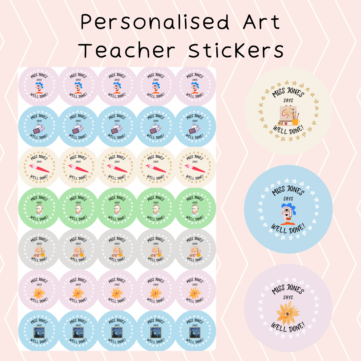 Personalised Art Teacher Stickers