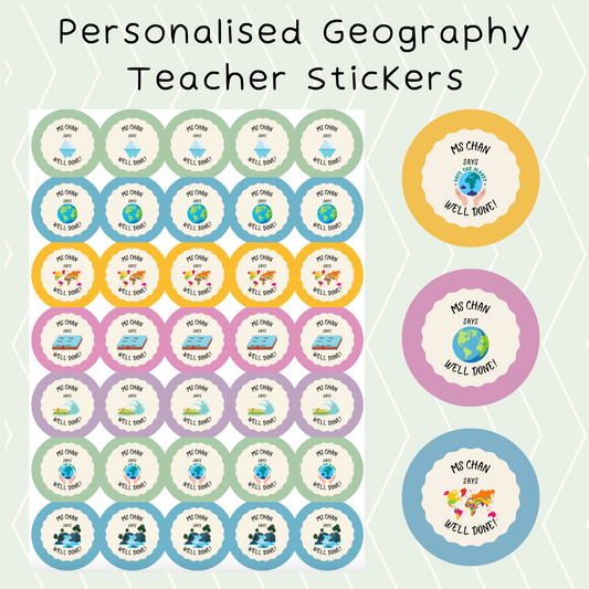 Personalised Geography Teacher Stickers