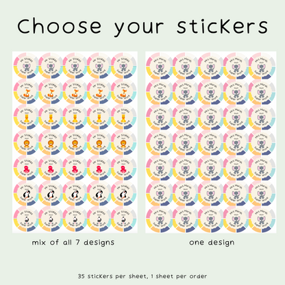 Personalised Rainbow Animal Teacher Stickers