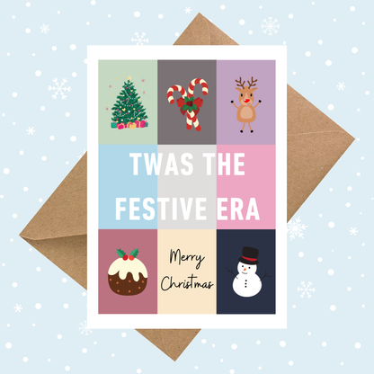 Twas the Festive Era Christmas card with fun festive design