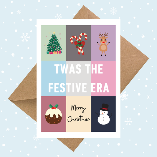 Twas the Festive Era Christmas card with fun festive design