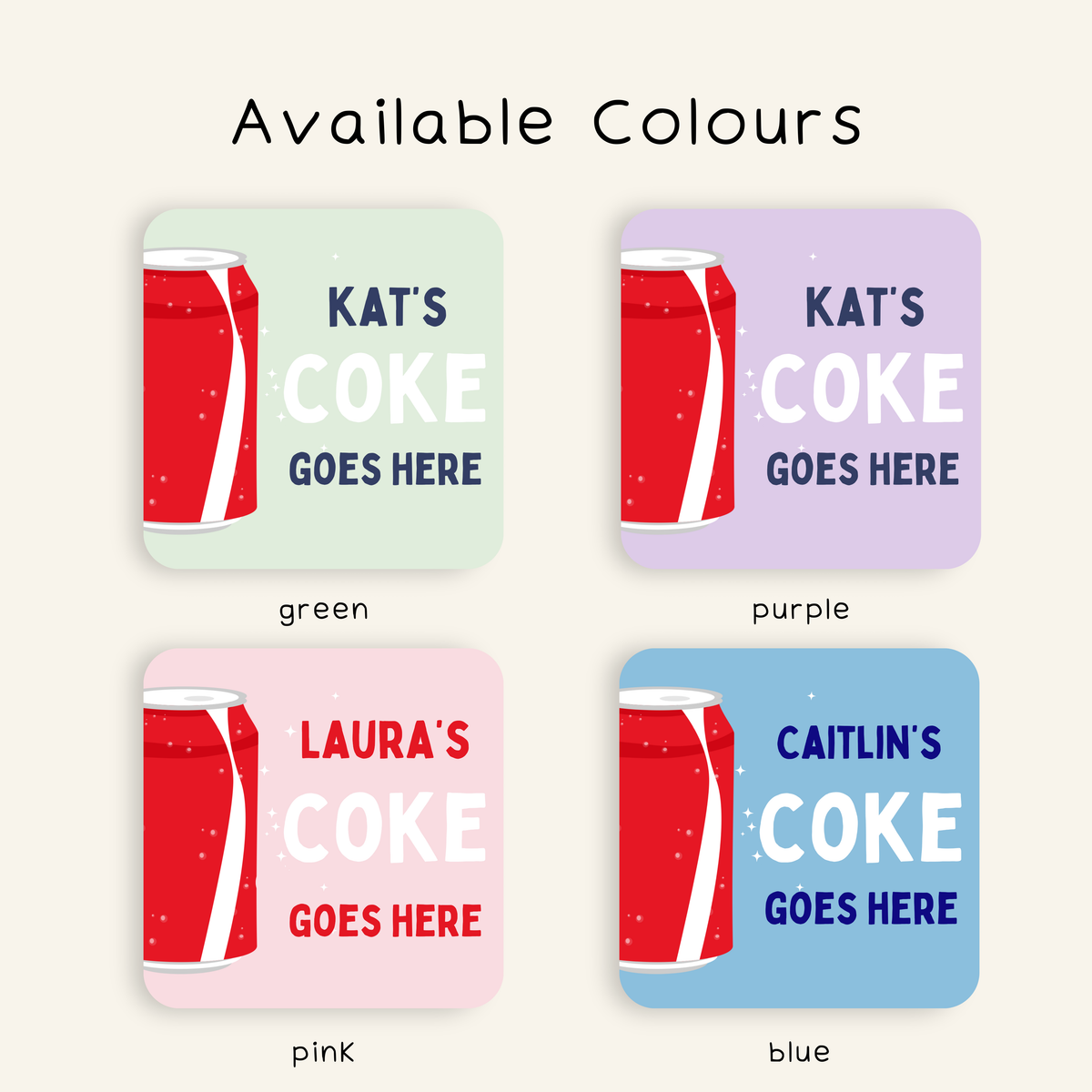 Funny personalised Coca-Cola coaster gift