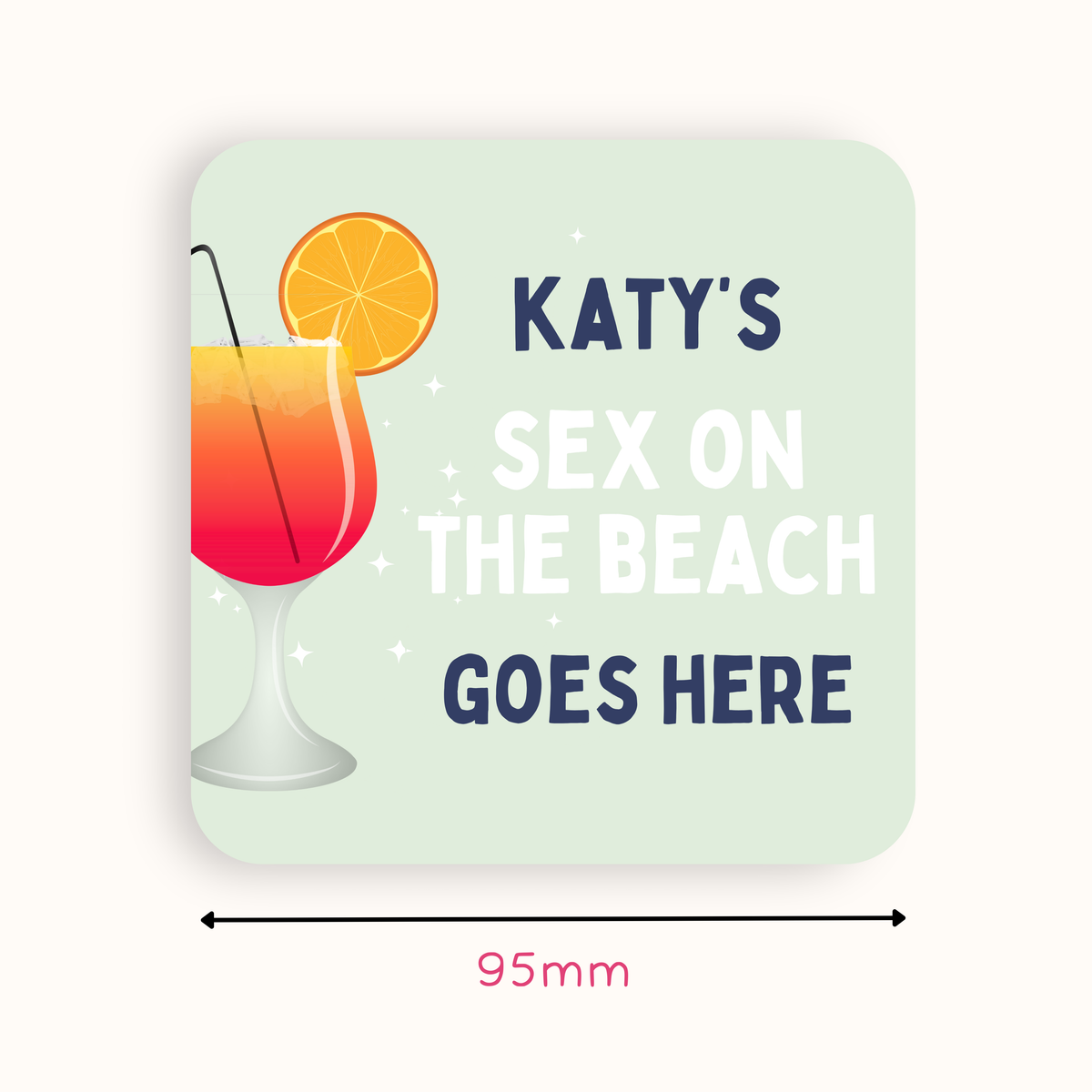 Personalised Sex on the Beach drink coaster
