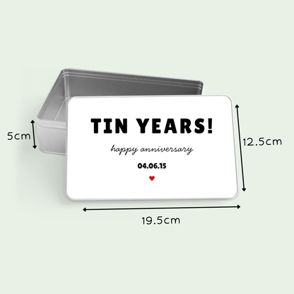 Personalised Tin Years anniversary gift for 10th wedding anniversary
