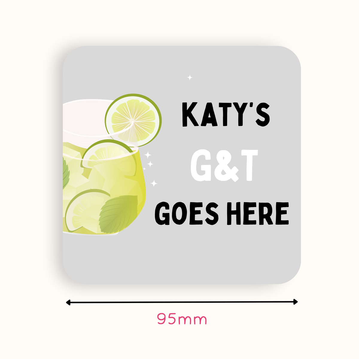 Personalised gin and tonic coaster for gin lovers