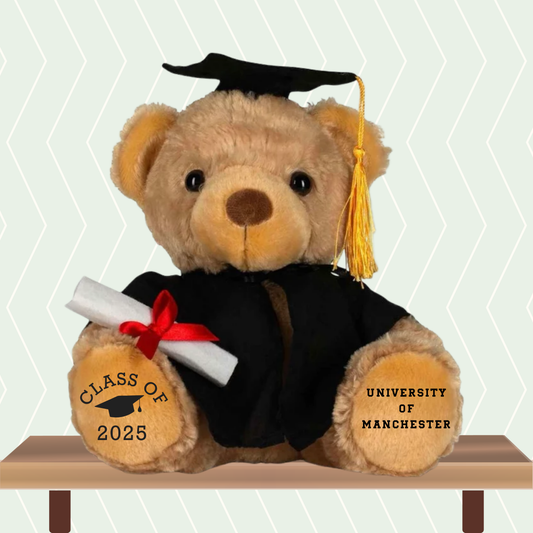 Personalised graduation bear in cap and gown