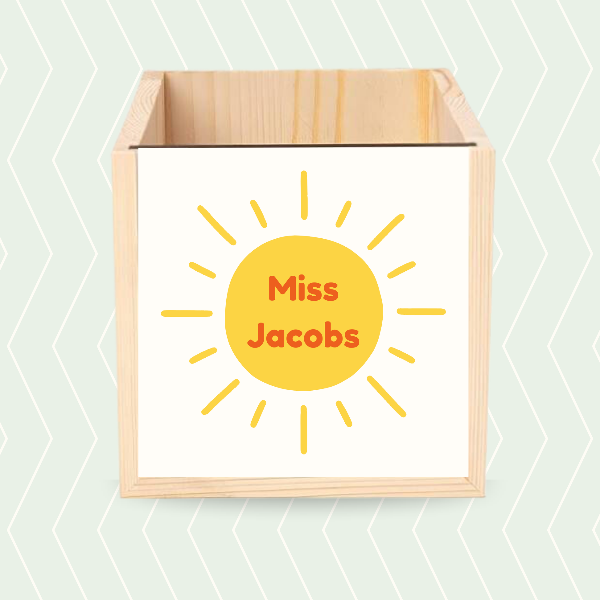 Personalised teacher pencil pot with sunshine design