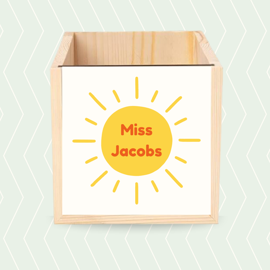 Personalised teacher pencil pot with sunshine design