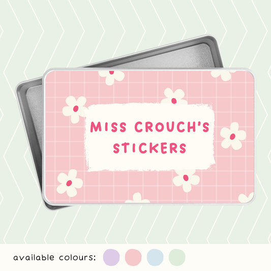 Personalised teacher stickers tin