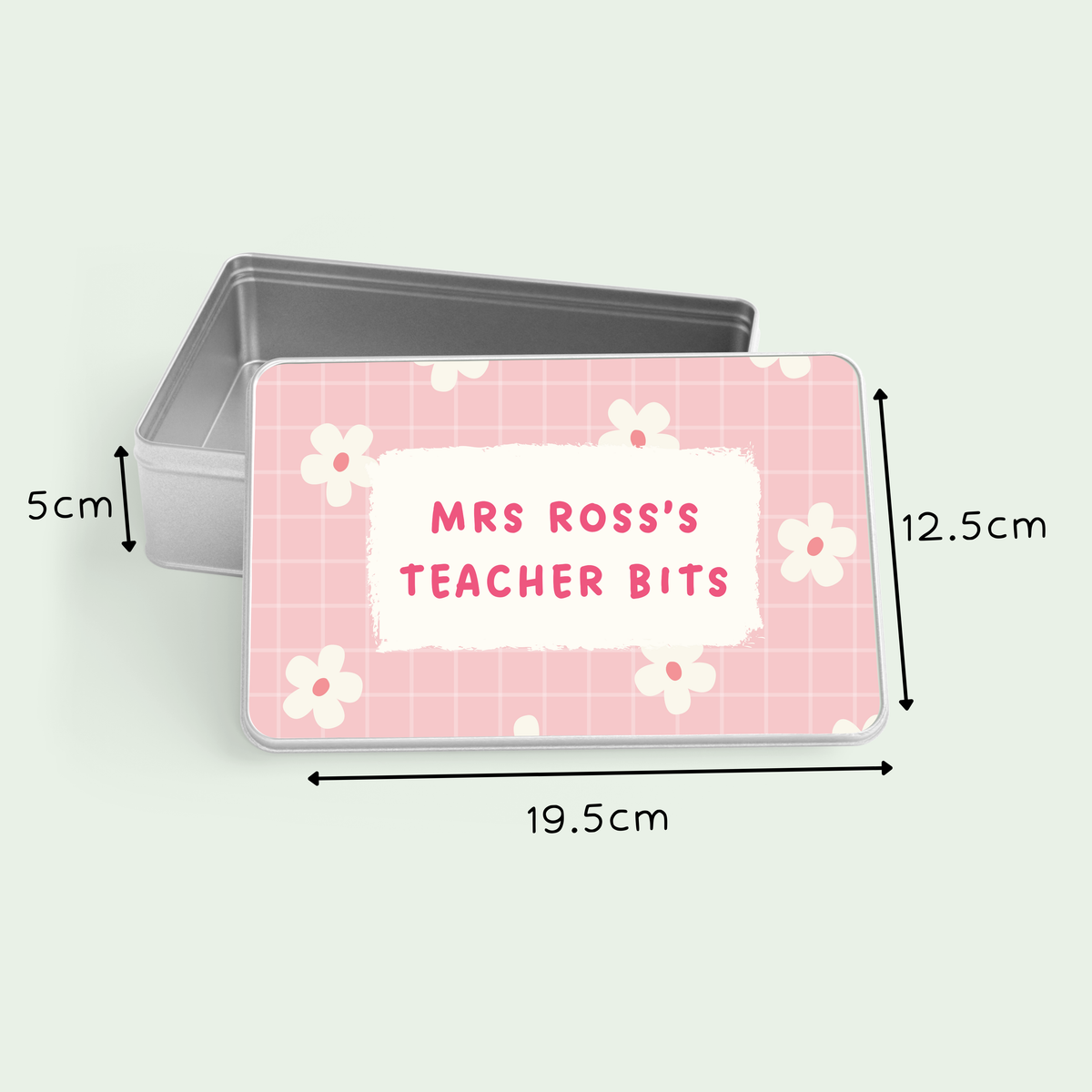 Personalised teacher storage tin for classroom essentials
